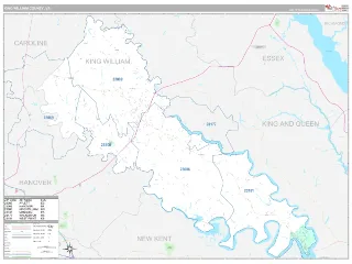 King William County, VA Classic style ZIP Code wall map