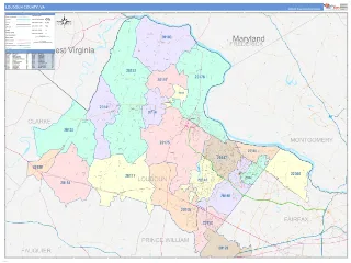 Loudoun County, VA ColorCast style ZIP Code wall map
