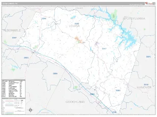 Louisa County, VA Classic style ZIP Code wall map