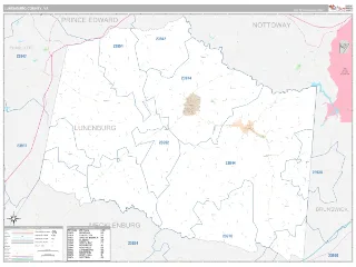 Lunenburg County, VA Classic style ZIP Code wall map
