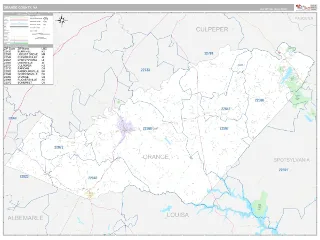 Orange County, VA Classic style ZIP Code wall map