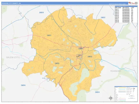 Roanoke City County, VA map