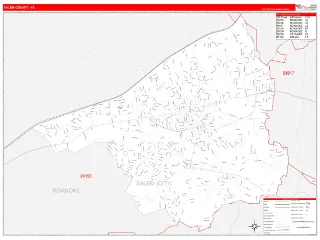 Salem County, VA RedLine style ZIP Code wall map