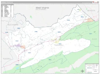 Tazewell County, VA Classic style ZIP Code wall map