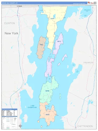 Grand Isle County, VT ColorCast style ZIP Code wall map