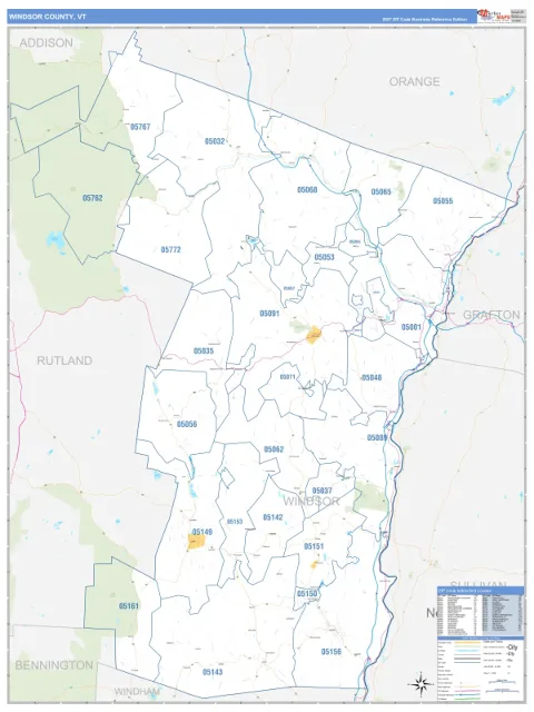 Windsor County, VT map