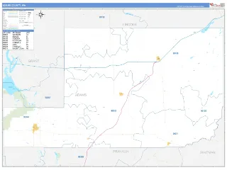 Adams County, WA Business Reference style ZIP Code wall map