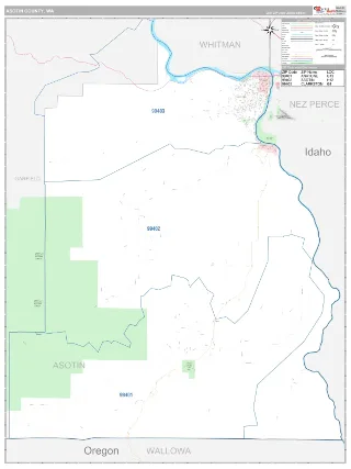 Asotin County, WA Classic style ZIP Code wall map