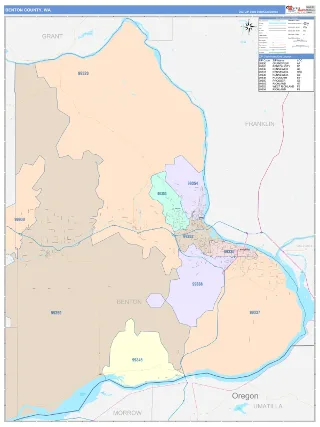 Benton County, WA ColorCast style ZIP Code wall map