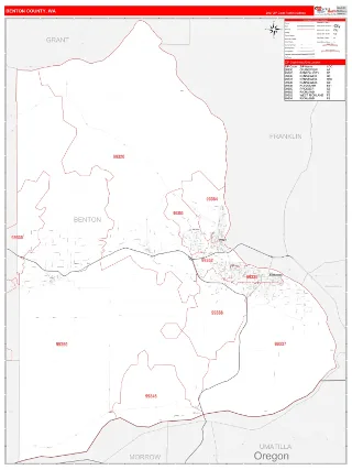 Benton County, WA RedLine style ZIP Code wall map