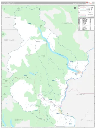 Chelan County, WA Classic style ZIP Code wall map