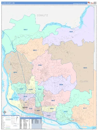 Clark County, WA ColorCast style ZIP Code wall map