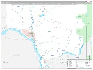Cowlitz County, WA Classic style ZIP Code wall map