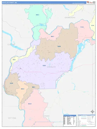 Douglas County, WA ColorCast style ZIP Code wall map