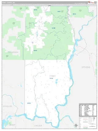 Ferry County, WA Classic style ZIP Code wall map