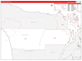 Jefferson County, WA RedLine style ZIP Code wall map