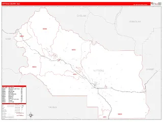 Kittitas County, WA RedLine style ZIP Code wall map