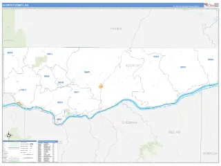 Klickitat County, WA Business Reference style ZIP Code wall map