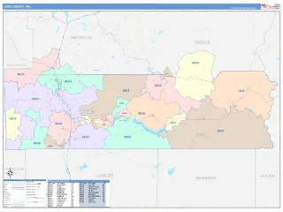 Lewis County, WA ColorCast style ZIP Code wall map