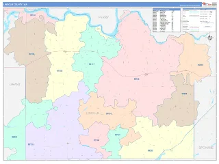 Lincoln County, WA ColorCast style ZIP Code wall map