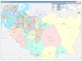 Pierce County, WA ColorCast style ZIP Code wall map
