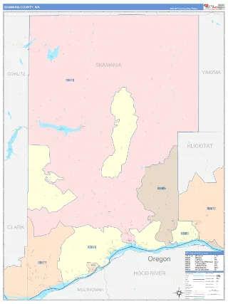 Skamania County, WA ColorCast style ZIP Code wall map