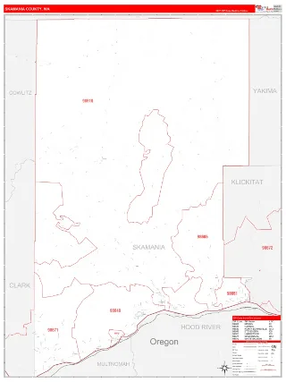 Skamania County, WA RedLine style ZIP Code wall map