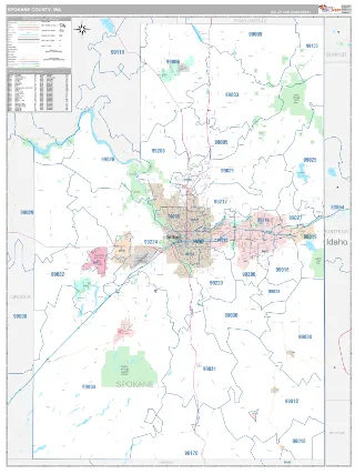 Spokane County, WA Classic style ZIP Code wall map