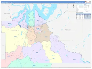 Thurston County, WA ColorCast style ZIP Code wall map