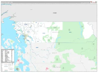 Whatcom County, WA Classic style ZIP Code wall map