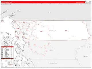 Whatcom County, WA RedLine style ZIP Code wall map