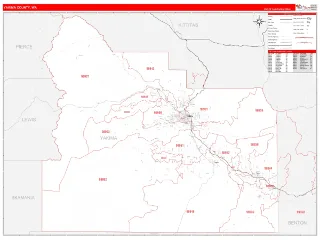 Yakima County, WA RedLine style ZIP Code wall map