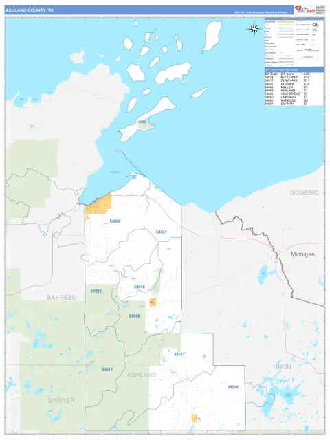 Ashland County, WI map