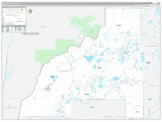 Burnett County, WI Classic style ZIP Code wall map
