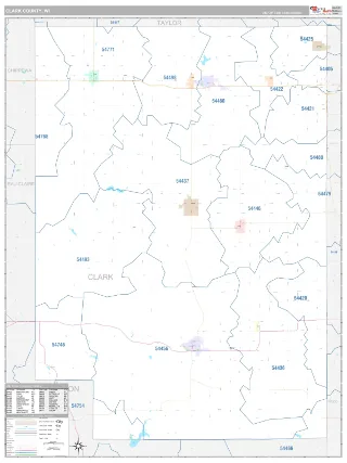 Clark County, WI Classic style ZIP Code wall map