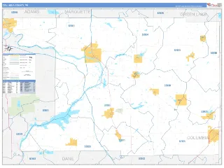 Columbia County, WI Business Reference style ZIP Code wall map