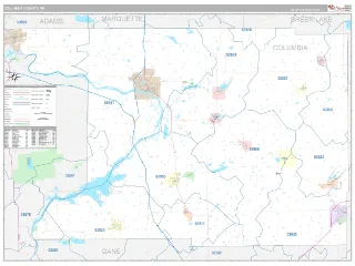Columbia County, WI Classic style ZIP Code wall map