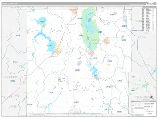 Dodge County, WI Classic style ZIP Code wall map