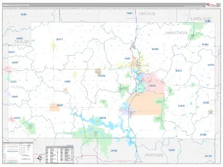 Marathon County, WI Classic style ZIP Code wall map