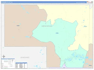 Menominee County, WI ColorCast style ZIP Code wall map