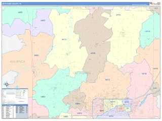 Outagamie County, WI ColorCast style ZIP Code wall map
