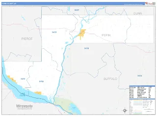 Pepin County, WI Business Reference style ZIP Code wall map