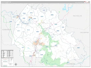 Fayette County, WV Classic style ZIP Code wall map