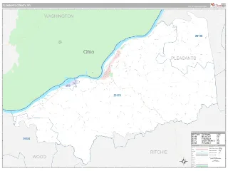 Pleasants County, WV Classic style ZIP Code wall map