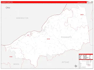 Pleasants County, WV RedLine style ZIP Code wall map