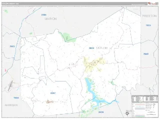 Taylor County, WV Classic style ZIP Code wall map