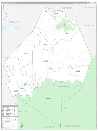 Webster County, WV Classic style ZIP Code wall map