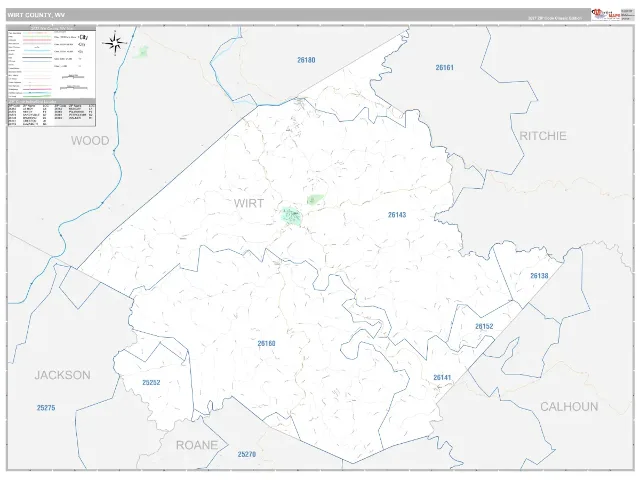 Wirt County, WV ZIP Code Wall Map, Classic style