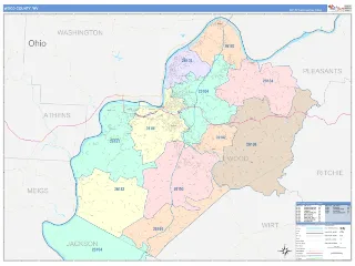 Wood County, WV ColorCast style ZIP Code wall map