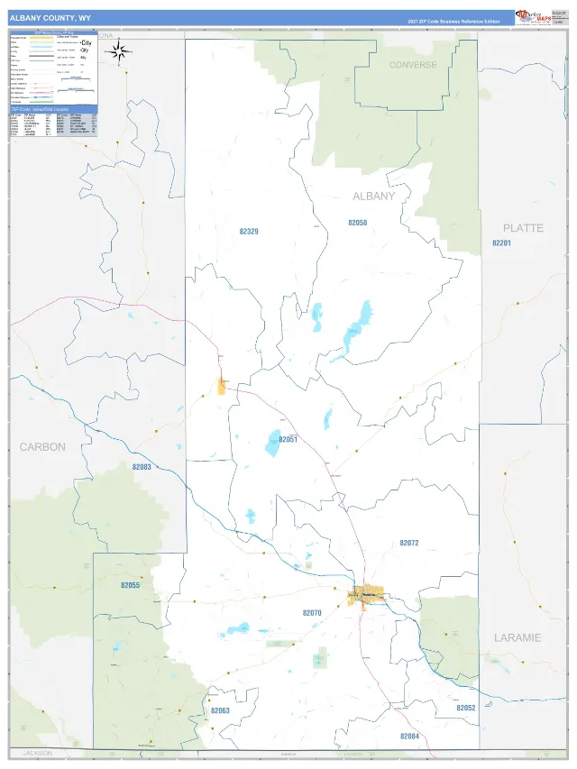 Albany County, WY ZIP Code Wall Map, Business Reference style